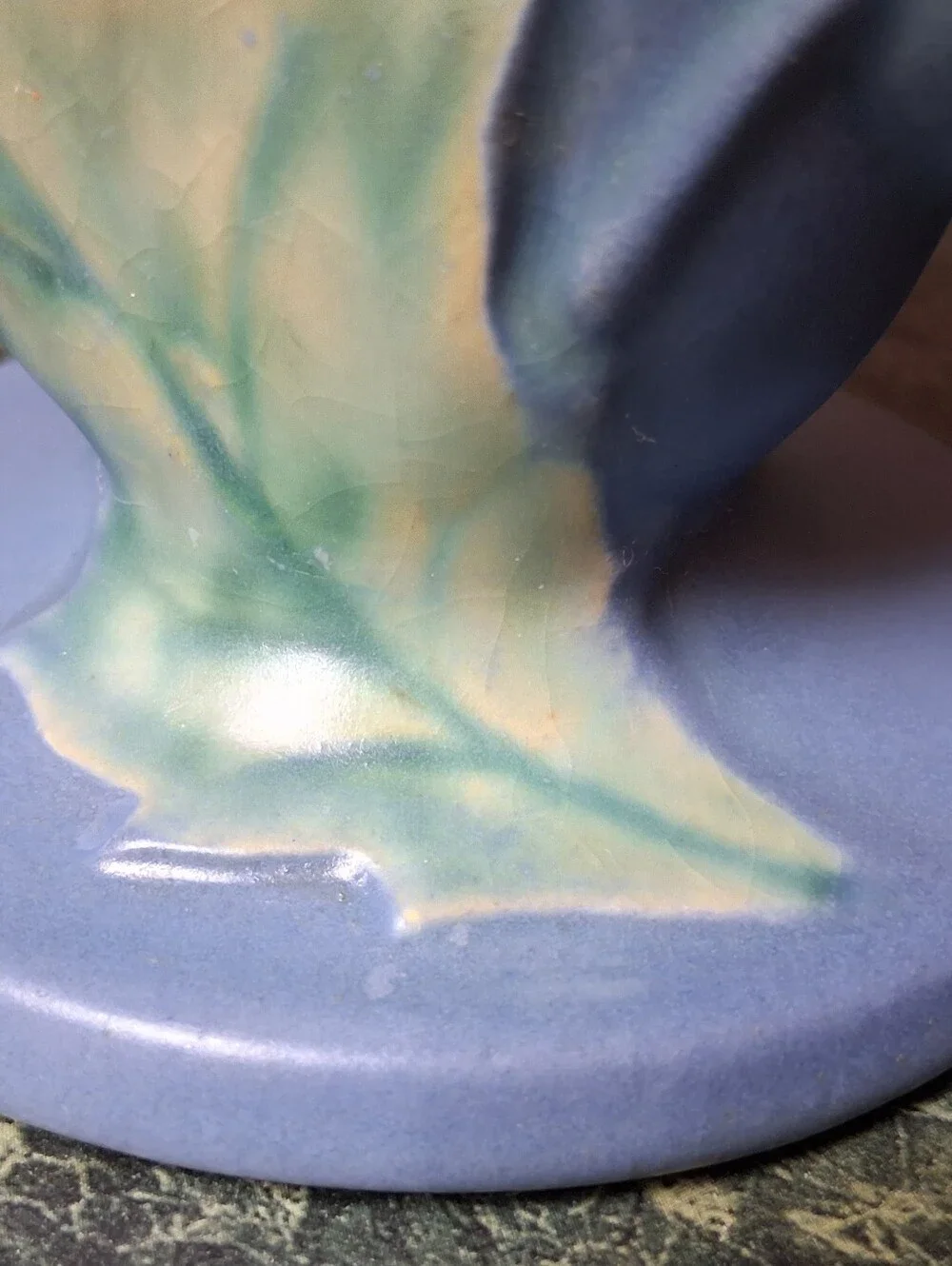 Vintage Roseville Pottery Blue Thornapple - 812 - Art Deco Vase 6.25